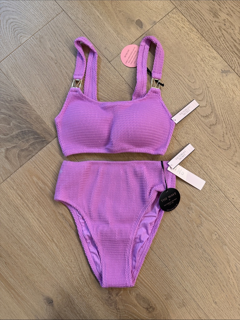 Victoria's Secret Lavender/Pink Textured High-Waist Bikini Set
